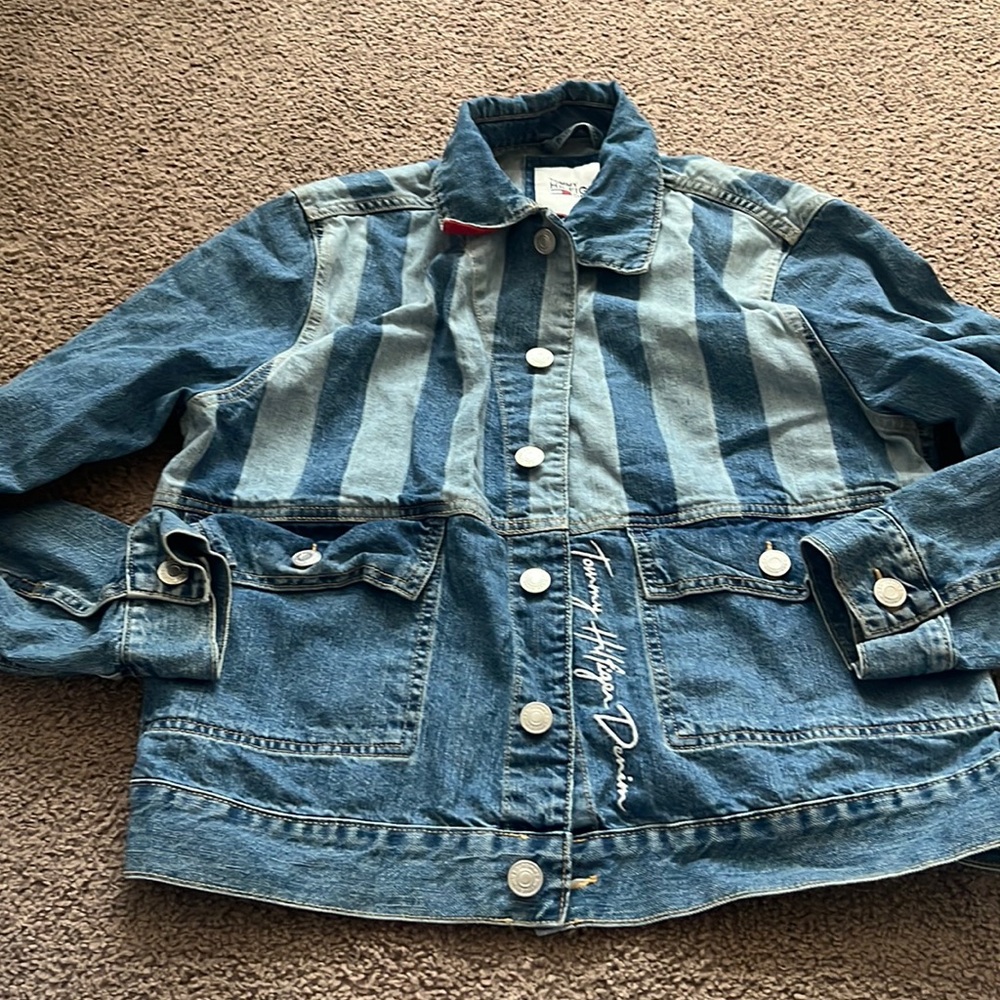 Tommy Hilfiger Striped Denim Jacket - Blue